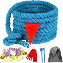 1套拔河绳索套装，适用于户外嘉年华、生日派对、露营、野餐、后院草坪、团队建设、夏季活动（40英尺）