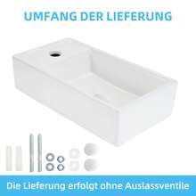 CBJKTX Vasque à poser ovale en céramique avec robinetterie, revêtement nano et effet lotus, blanche, petit meuble-lavabo, 41 x 33 x 14,5 cm, WC invités - Blanc - 40 cm - Gauche - Voir 8