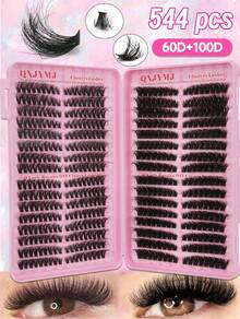 32 Rows Single Lash Book, 544pcs Large Capacity, 8-16mm Mixed Length Cluster Eyelashes, Suitable For Beginners DIY Lash Extensions At Home, Lash Clusters, Individual Eyelashes, False Eyelashes, Fake Eyelashes Fluffy Faux Mink Eyelash Extension DIY Kit, 0.08mm Thickness, Natural Clustered Look, Reusable - D - Xem 3