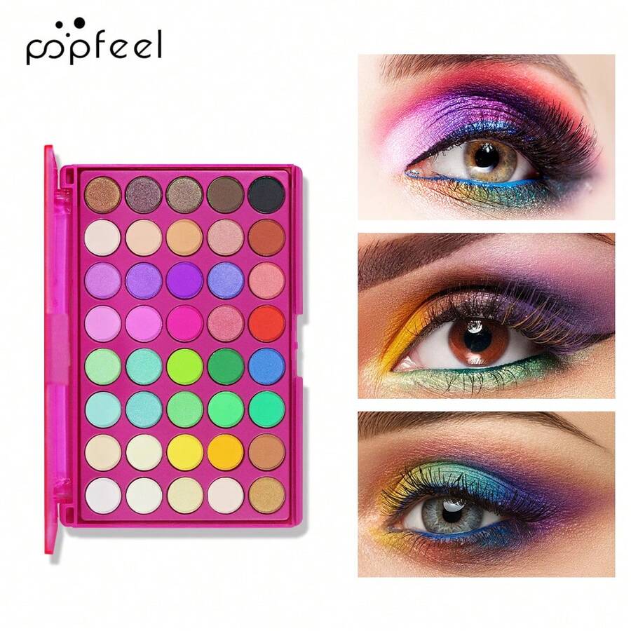 40 Colors Eyeshadow Palette Makeup Kit - Shimmer & Matte Shades, Earth Tones & Soft Hues, Professional Makeup Kit With Natural & Highlighter Shades, Ideal Gift For New Year, Carnival, Masquerade, Christmas - 粉紅色 - 查看 1