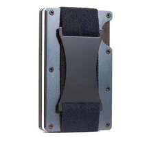 Tarjeteros Ultra de Fibra de Carbono, Cartera Minimalista Delgada para Hombres, Bloqueo RFID, Tarjetero de Bolsillo Frontal, Carteras de Aluminio - Negro - Ver 8