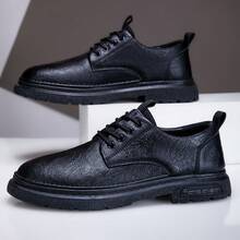 Botas occidentales para hombres, zapatos deportivos casuales, suela de goma versátil y transpirable antideslizante, botas de tobillo de estilo británico para negocios formales, senderismo y exteriores - Negro - Ver 1