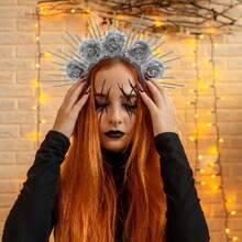 Healvian Diadema De Diosa Con Flores Plata Para Disfraz De Halloween Accesorios De Cosplay Ajustable Y CóModa Ideal Para Bodas Y Fiestas - pago - Ver 8