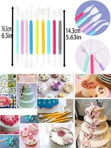 8pcs Carving Pen/Shaping Knife, PP Baking Tools Set For Chocolate Cake Carving, Fondant Sculpting, Gummy Candy Molding, Cake Decorating, Includes Multi-Color Fondant Tools - Multicolor - View 3