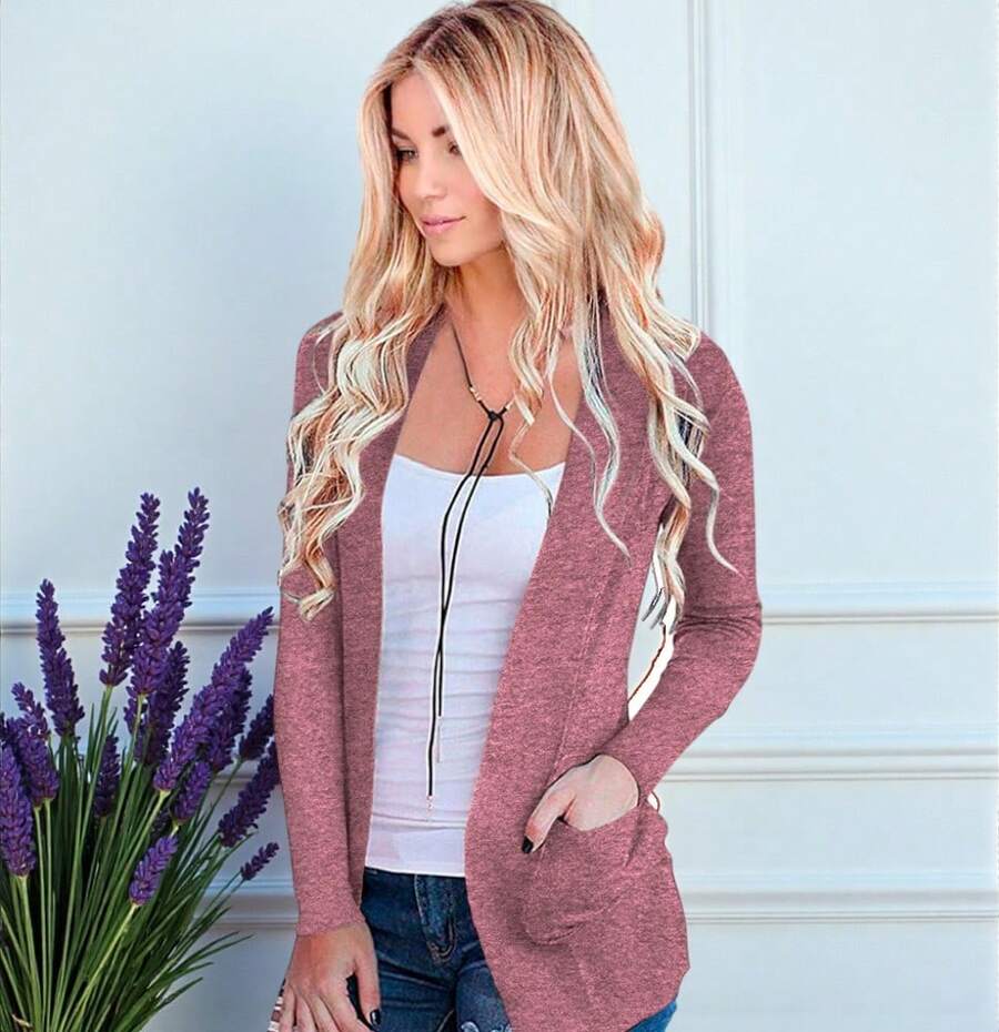 Fashion Cardigan Sweater With Pockets - 碧玉酒 - 查看 1