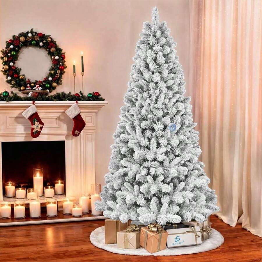 ELE-GATE Árbol de Navidad Artificial Verde Nevado con Base Metálica 1.50m, 1.80m y 2.10m - 150CM - Ver 1