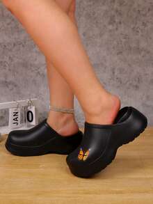 Plus Size Women's Chef Mule Shoes, Fashionable Thick-Sole Breathable Clogs, Casual Kitchen Work Shoes For Outdoor Semi-Formal Occasions - Versatile Casual & Professional Shoes For Female Food Service Workers, Designed For Nurses And Medical Staff, Lightweight, Available In Multiple Stylish & Comfortable Colors - Black - View 4