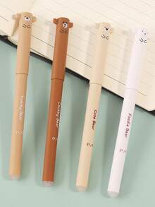 12pcs Cartoon Bear Erasable Gel Pen Set, 0.5mm Erasable Pen In Sky Blue, Adorable Patterns, Built-In Eraser, Suitable For School, Home, Party And More