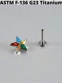 1PC G23 Titanium Flower Rainbow Zirconia Lip Ring Ear Carlip Tragus Internally Threaded Helix Lobe Earrings Daith Piercing Jewelry - Màu titan - Xem 5