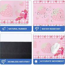 Strawberry Mouse Pad Gaming, Large Mouse Pad Desk, Extended Desk Mousepad With Non - Slip Rubber Base Stitched, Keyboard Gaming Home Office, Pink, 35.4 Inchx 15. Inch - 35.4L X 15.7W Inches + Mpad#pink01-strawberry - View 5