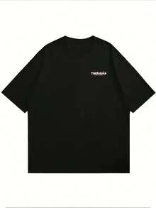 Camiseta gráfica de terapia grupal de talla grande. Algodón premium, ajuste cómodo, transpirable, hip-hop callejero, estampado artístico, impresión a doble cara. - Negro - Ver 2