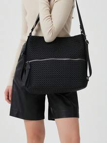 Large Capacity Nylon Mesh Splicing Shoulder Bag Ladies' Fashion Y2K Hot Girl Street Tote Bag Retro Removable Shoulder Strap Ladies' Wallet Suitable For Daily Use Is Holiday Gift