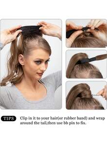 Ponytail Extension Dirty Blonde Pony Tail Curly Wavy Wrap Around Clip In Hair Extensions Synthetic High Resistant Fiber Fake Hairpiece For White Women - Multicolor - View 9