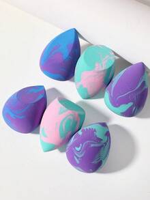 6PCS Soft Elastic Wet Dry Dual Use Makeup Sponges Multi-Purpose Cosmetic Applicators For Foundation Liquid Concealer Cream Loose Powder Portable Bedroom Vanity Travel Practical Affordable Makeup Tools Ideal Christmas Holiday Daily Gifts For Women Ladies - 彩色 - 查看 9
