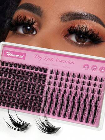 Hinarin 168 piezas Extensiones de pestañas en racimos de estilo manga C Curl con volumen completo, pestañas en racimos de estilo hada, pestañas en racimos de estilo anime con púas, 2 estilos DIY de pestañas individuales naturales de 10-16MM de ancho para ojos de ciervo, pestañas postizas en racimos