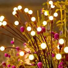 1pc Solar Powered Garden Decor Light, 8 LED Solar Firefly Lights, Solar Garden Lights, Solar Swinging Lights, Suitable For Yard, Patio, Pathway Decoration (Warm White/Color)