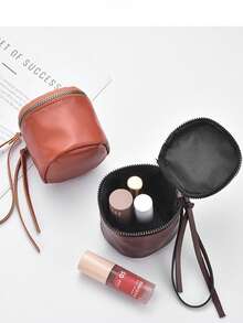 1 Túi đựng đồ trang điểm hình xô tròn nhỏ, Túi đựng đệm khí di động, Ví đựng tiền xu, Túi đựng son môi, Túi xách nữ, Quà tặng cho giáo viên, Thích hợp đựng đồ dùng cần thiết khi đi du lịch, Bãi biển, Tiệc, Ví đựng tiền xu, Quà tặng Ngày của Mẹ, Khuyến mãi mùa đông Túi da PU mới - Nhiều màu - Xem 3