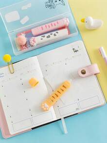 1/3 piezas Cinta correctora y cinta de pegamento con diseño de patita 2 en 1, herramientas correctoras blancas, cinta adhesiva doble cara en rollo, para diario, álbum, regalo de niños, oficina, escuela, vuelta al cole - Multicolor - Ver 7