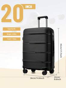 Floless Luggage Sets 2 Pieces Hard Shell Travel Carry On Luggage Hard Shell Travel Trolley 4 Spinner Wheels Lightweight Polypropylene Suitcase With TSA Lock Spinner 20in+13in Large Checked Travel Suitcases Durable Travel Luggage