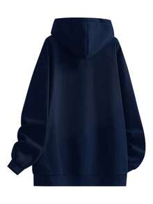 Blueplus Men's Basic Loose Fit Hoodie With Drawstring And Pocket, Skin-Friendly Fabric, Casual Relaxed Pullover For Fall Daily Commuting, Streetwear, Outdoor Sports, Or Leisure Wear - màu xanh nước biển - Xem 4