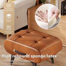1PC Retro Style Artificial Leather Creative Footstool, Shoe Changing Stool, Essential Small Stool For Home, Foyer Small Chair Wooden Frame, Upholstered Interior, Multi-Use Footrest For Living Room, Entryway, Office - Nhiều màu - Xem 2