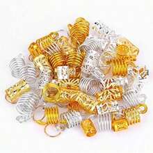 90 Piezas De Anillos De Trenza Para El Cabello, Accesorios Para El Cabello De Metal Plateado Dorado, Pinzas Para El Cabello De Tres Capas, Decoración De Bucles Para Mujeres Y Niñas(default) - Multicolor - Ver 6