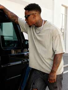 Áo thun nam cổ tròn co giãn, kiểu dáng thường ngày, thích hợp cho mùa hè. - Màu Khaki - Xem 3