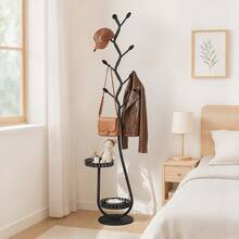 Senmeo Branch-Style Multi-Hook Coat Rack (1-Pack) - Heavy-Duty Metal, Marble Base (Gold) | Holiday Home/Entryway Organizer Gift - Black - View 3