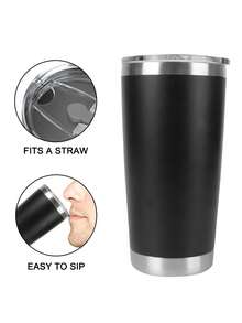 1个20盎司不锈钢啤酒杯保温杯真空杯带盖水瓶隔热防漏