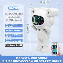 Proyector de luz nocturna de galaxia y luna, con diseño de astronauta y altavoz Bluetooth,temporizador y control remoto - Blanco - Ver 2