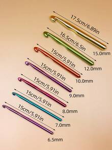 15mm, 12mm, 10mm, 9mm, 8mm, 7mm & 6.5mm Crochet Hook Set - Suitable For Chunky & Super Chunky Yarn