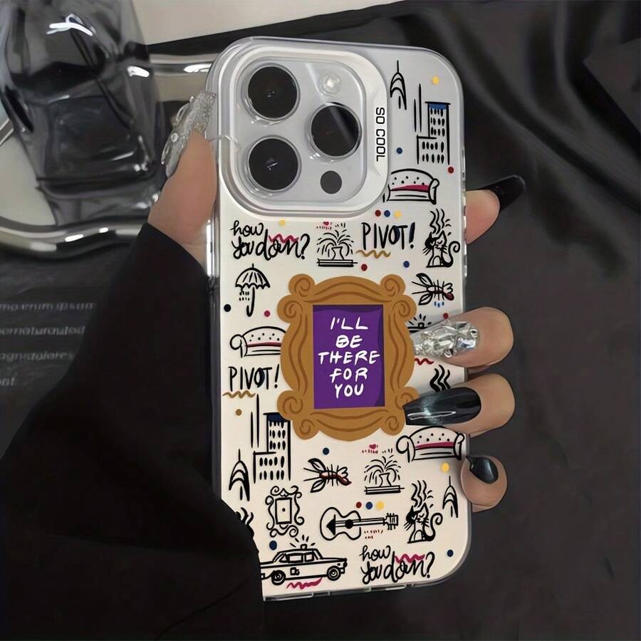 Funda de Teléfono con Patrón de Amigos de Moda, Compatible con iPhone 17 16e 16 15 14 13 12 11 Mini Pro Max Air X XR XSMAX 8 7 Plus, Cubierta Trasera Mate a Prueba de Golpes, Gran Regalo - Colores mezclados - Ver 1