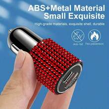 1pc Sparkling Rhinestone Car Charger, Fast Charging USB A/C Type Car Phone Charger, Diamond Adapter, Compatible With 3-In-1 Fast Charging For Car, Retractable Data Cable, Supports Phones, Dashcams, GPS And More, Handmade, Ideal Gift For Men And Women On Holidays/Birthdays - Multicolor - View 12
