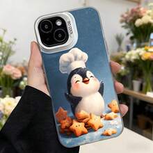 Funda de Teléfono Blue Chef Penguin con Estrellas de Galleta para Mujeres, Elegante para Uso Diario y Regalo, Aplicable a Teléfonos de las Series Apple y Galaxy - Negro - Ver 3
