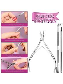 Manicure & Pedicure Tool Set, Including 100/180 Grit Nail File, Nail Buffer Block, Nail Clipper, Cuticle Pusher, Cuticle Remover, Ingrown Toenail Lifter, Toe Nail File, Nail Brush - Multicolor - View 5