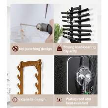 Sword Rack Wall Mount Holder 8 Tier Wooden Sword Stand Display Hanger For Katana Wakizashi Flute Fishing Rod Storage 8-Tier - Black - View 4