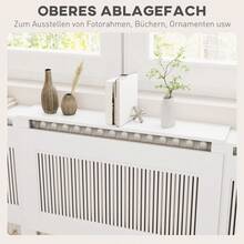 HOMCOM Retractable Radiator Cover With Shelf And Slats, 125-201 X 19 X 81.5 Cm, White. - 1 - 查看 5