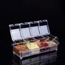 1 Set de Recipientes de Almacenamiento de Especias de Cocina - Frascos de Condimentos Multicompartimentados Transparentes Herméticos, Esenciales para la Cocina y el Comedor