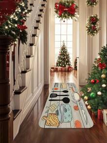 Flannel Kitchen Mat - Non-Slip High Quality Washable Floral Pattern 100% Polyester Mat, Suitable For Home Office And Living Room Floors, Comfortable Non-Slip Backing, Kitchen Living Room Floor Mat - Multicolor - View 4