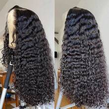 30 Inch Human Hair Lace Wig 250% Density 13x4 HD Deep Wave Lace Front Wigs Human Hair Glueless Human Hair Wig Pre Plucked Curly Human Hair Wig Brazilian HD Transparent Lace Frontal Wigs For Women 15A High Density Wet And Wavy Lace Front Wig Swiss Lace Bleached Knots With Baby Hair Natural Hairline Black Color Christmas Gifts - Natural Black - 查看 10