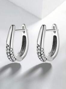 1 Đôi bông tai bạc S925 cao cấp đính đá quý, trang sức kỷ niệm dành cho nữ, trang sức tinh tế. - Khảm đá thanh lịch - Xem 10