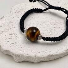 1 Pc Fashionable Hand Woven Irregular Tiger Eye Stone, Suitable For Both Men And Women, Equipped With A Gift Box And Jewelry Storage Bag