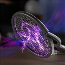 六合一旋转头可充电蚊拍，带伸缩杆，电动苍蝇拍，驱虫拍，室内驱虫器，驱蝇器，驱果蝇器，蚊子驱避器，1200mAh - 深灰色 - 查看 7