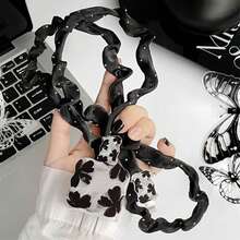 3D银蝴蝶结和黑蝴蝶结珠饰保护壳，兼容苹果数据线，兼容 18-20W充电器，防摔防刮。 - 黑色 - 查看 4