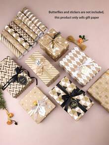 5pcs Gift Paper DIY Gift Wrapping Paper, Size 70*50cm/27.6*19.7in, Suitable For: Gift Giver, Relatives And Friends. Suitable For Various Occasions: Birthday Parties, Holiday Celebrations, Business Gifts. Variety Of Styles - Multicolor - View 1