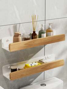 1pc Wall-Mounted Bathroom Storage Rack - Carbon Steel Hanging Organizer For Cosmetics, Shampoo, And Shower Gel. A Space-Saving Bathroom Accessory, Easy To Install, For Bathroom Organization And Storage. Stylish Metal Finish - Multicolor - View 7