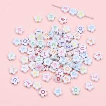 100pcs 10mm Solid Color Acrylic Letter Beads Flower Loose Spacer Bead For Jewelry Making DIY Friendship Bracelet Necklace Supplies - 無色 - 查看 8