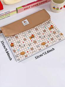 1个红色苹果狗图案A4学生文件袋，大容量按扣式文件收纳包，可存放计算器、笔记本和笔 - 适合学校、办公室和旅行 - 适合学生、专业人士、男士和女士，学校文具收纳盒，多功能收纳盒，铅笔盒 - 彩色 - 查看 13