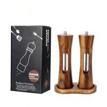 Acrylic Manual Grinder, Solid Wood Pepper Grinder Bottle, Kitchen And Home Camping Salt Spray Rose Salt Pepper Grinder Bottle, No Need For Electricity, Durable And Easy To Clean, Very Suitable For Household Use, Kitchen Essential | Transparent Design | Durable Kitchenware, Pepper Grinder