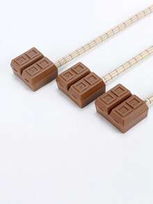 3pcs Chocolate Pencil Sharpener, Cartoon Creative Flip-Top Pencil Sharpener, School Supplies, Handheld, Non-Electric, Suitable For School And Office Use, Suitable For Pencils And Makeup Pencils, Compact Pencil Sharpener, Desktop Decoration Portable Pencil Sharpener, School Supplies For The Back-To-School Season, Suitable For Art Studios, Homes And Offices Back To School Season - Multicolor - View 2